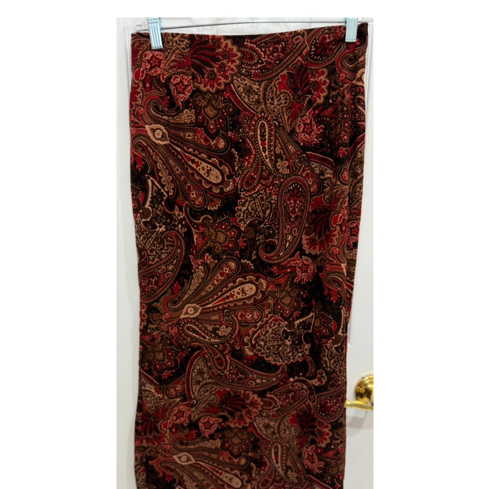 Covington Red and Brown Paisley Maxi Skirt